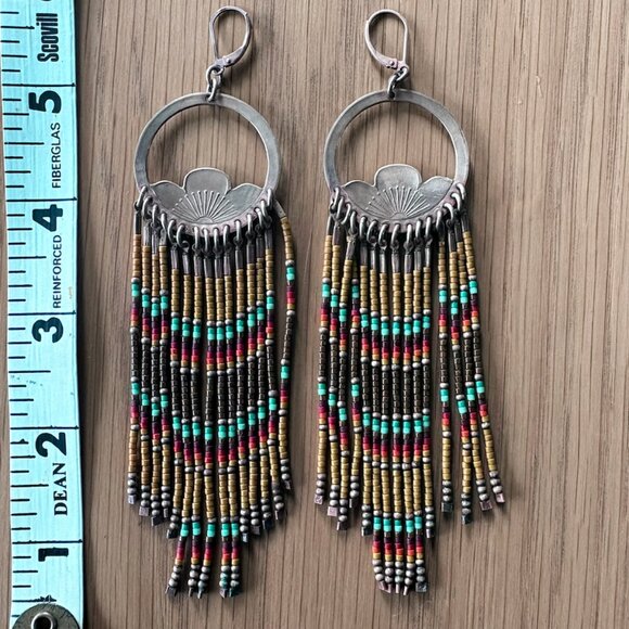 Dancing Willow Bead and Brass Earring - Picture 2 of 3